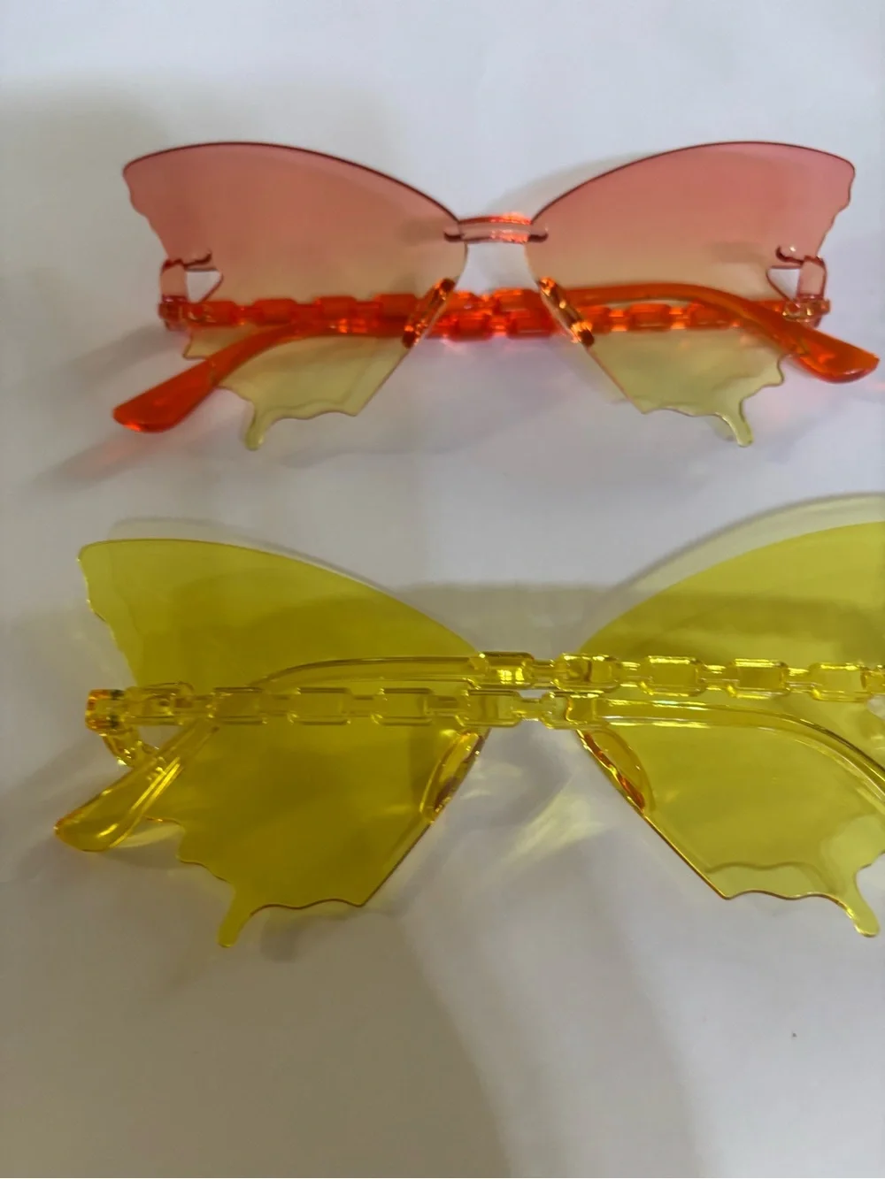 Butterfly Rimless Sunglasses - Yellow & Orange Gradient